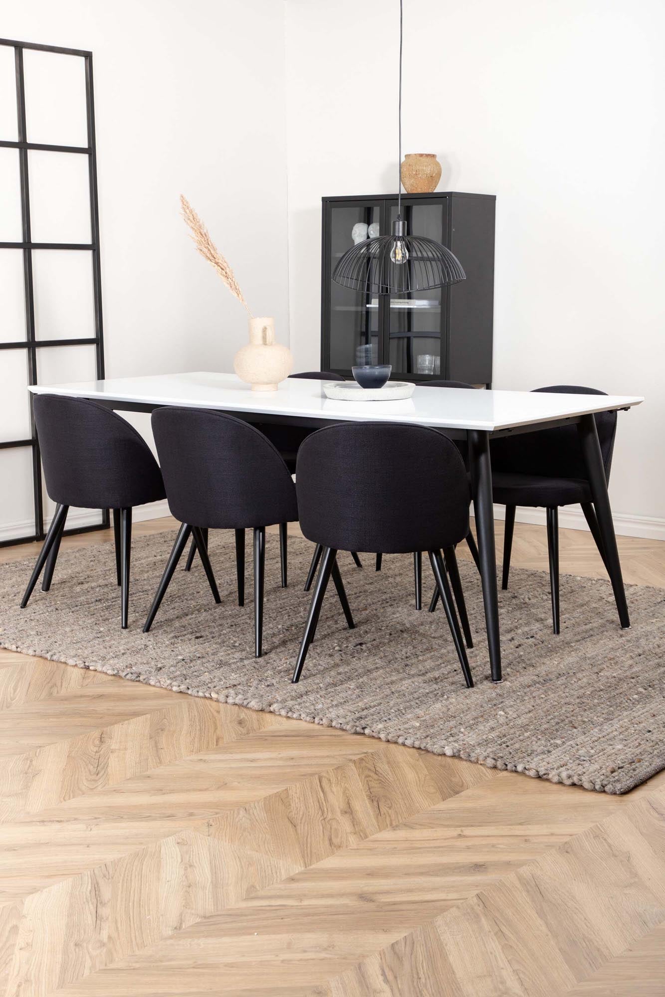 Jimmy Esszimmerset + Velvet 195cm/6St. in Schwarz präsentiert im Onlineshop von KAQTU Design AG. Esszimmerset ist von Venture Home