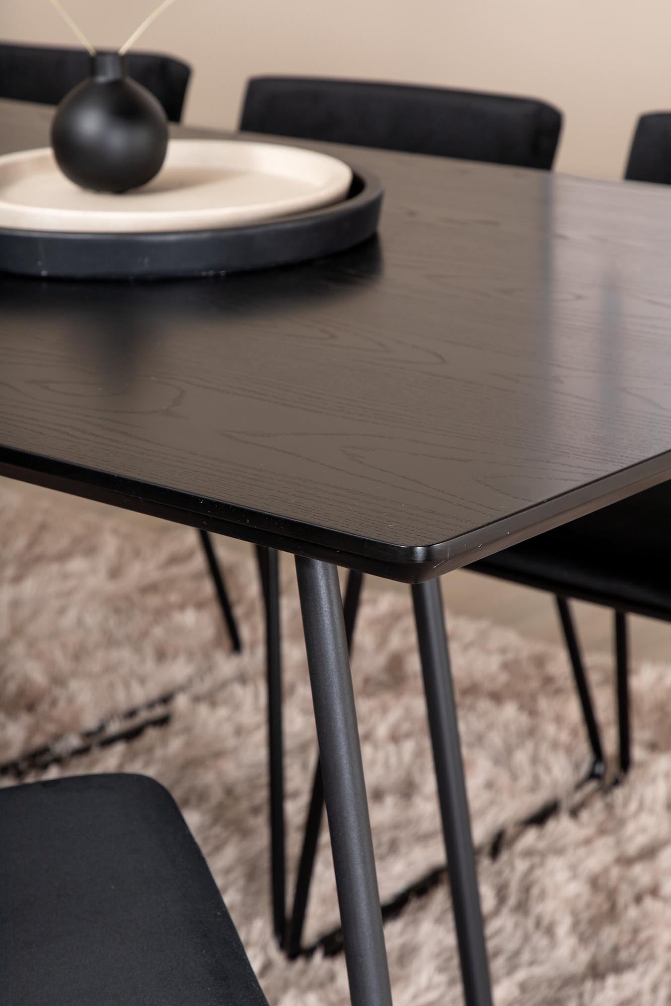 Petra Esszimmerset + Kenth 190cm/6St. in Schwarz präsentiert im Onlineshop von KAQTU Design AG. Esszimmerset ist von Venture Home