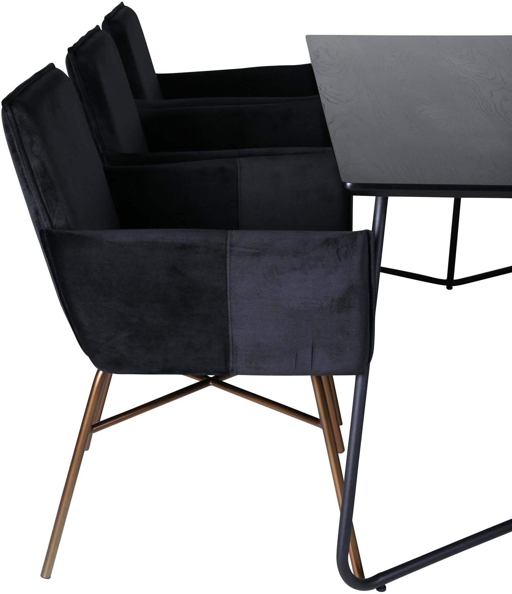 Petra Esszimmerset 190cm/6St. in Schwarz / Kupfer präsentiert im Onlineshop von KAQTU Design AG. Esszimmerset ist von Venture Home
