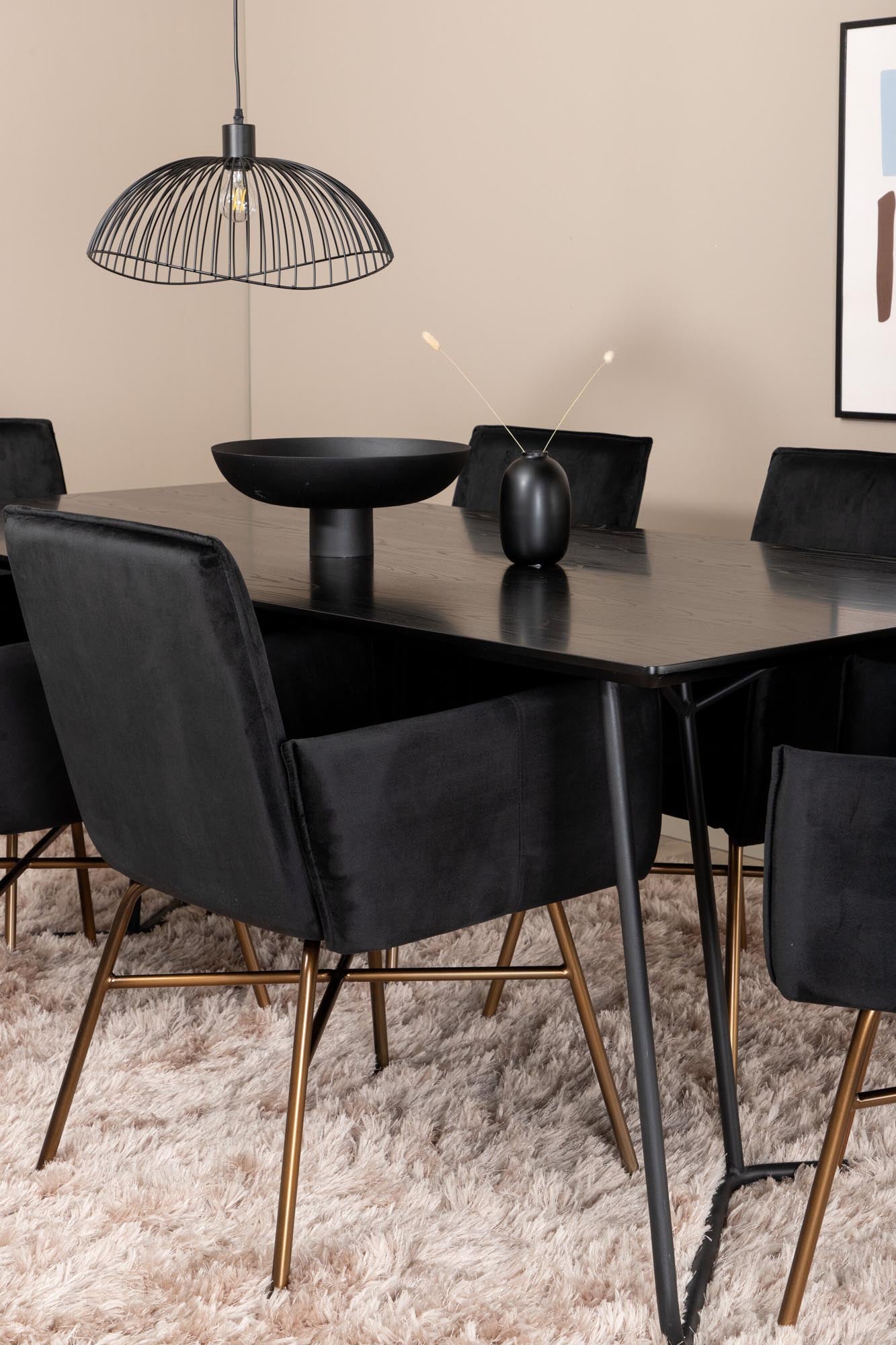 Petra Esszimmerset 190cm/6St. in Schwarz / Kupfer präsentiert im Onlineshop von KAQTU Design AG. Esszimmerset ist von Venture Home