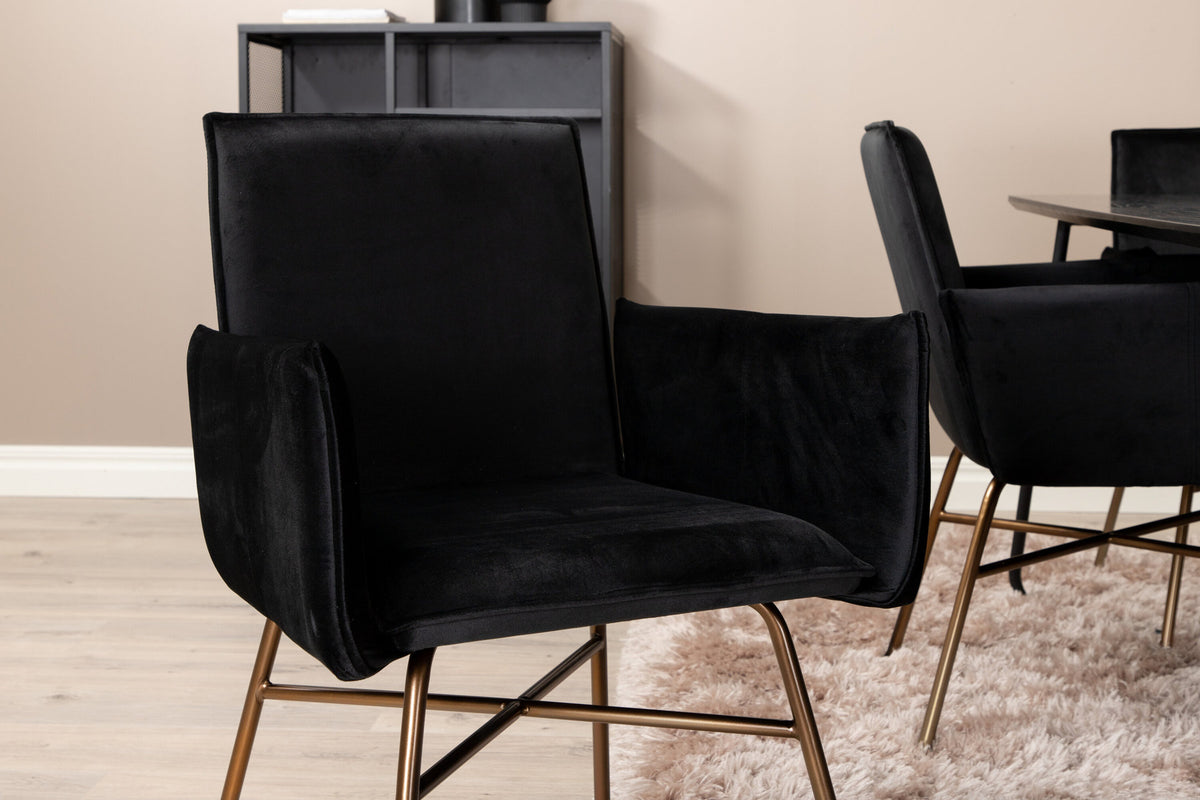 Petra Esszimmerset 190cm/6St. in Schwarz / Kupfer präsentiert im Onlineshop von KAQTU Design AG. Esszimmerset ist von Venture Home