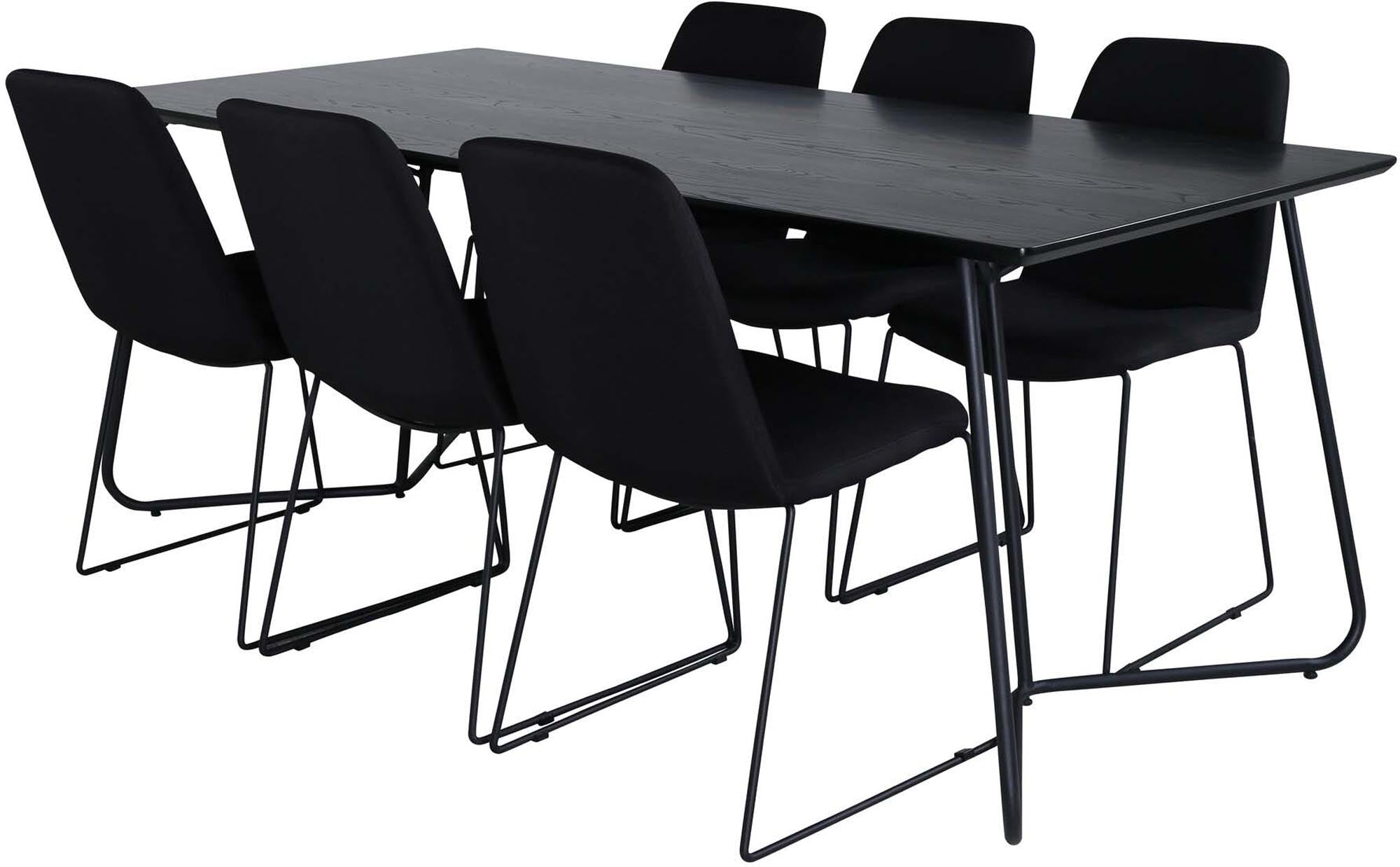 Petra Esszimmerset + Muce 190cm/6St. in Schwarz präsentiert im Onlineshop von KAQTU Design AG. Esszimmerset ist von Venture Home