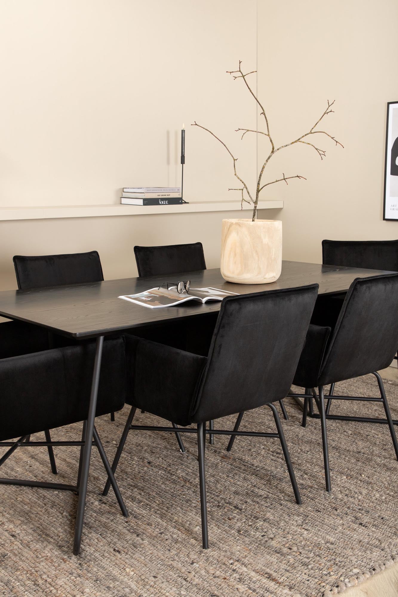 Petra Esszimmerset 190cm/6St. in Schwarz präsentiert im Onlineshop von KAQTU Design AG. Esszimmerset ist von Venture Home