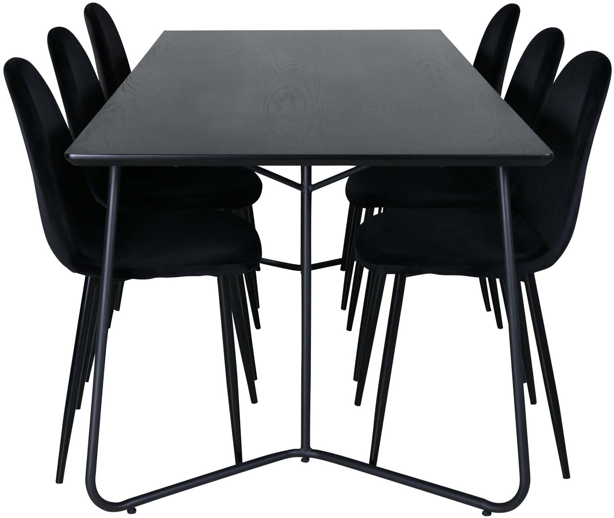 Petra Esszimmerset + Polar 190cm/6St. in Schwarz präsentiert im Onlineshop von KAQTU Design AG. Esszimmerset ist von Venture Home