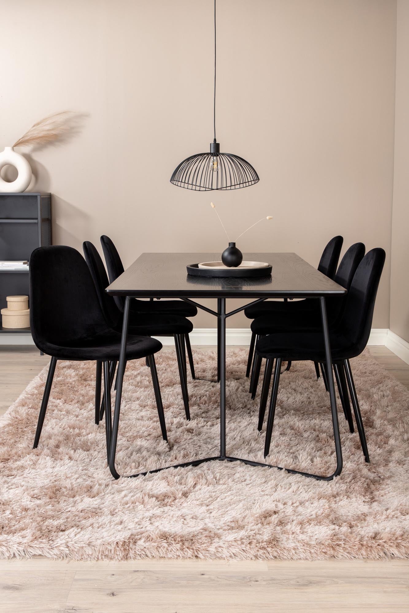 Petra Esszimmerset + Polar 190cm/6St. in Schwarz präsentiert im Onlineshop von KAQTU Design AG. Esszimmerset ist von Venture Home