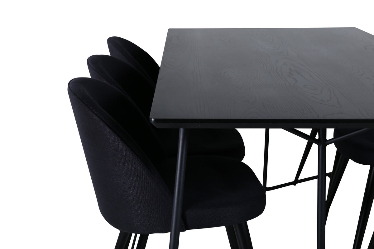 Petra Esszimmerset + Velvet 190cm/6St. in Schwarz präsentiert im Onlineshop von KAQTU Design AG. Esszimmerset ist von Venture Home