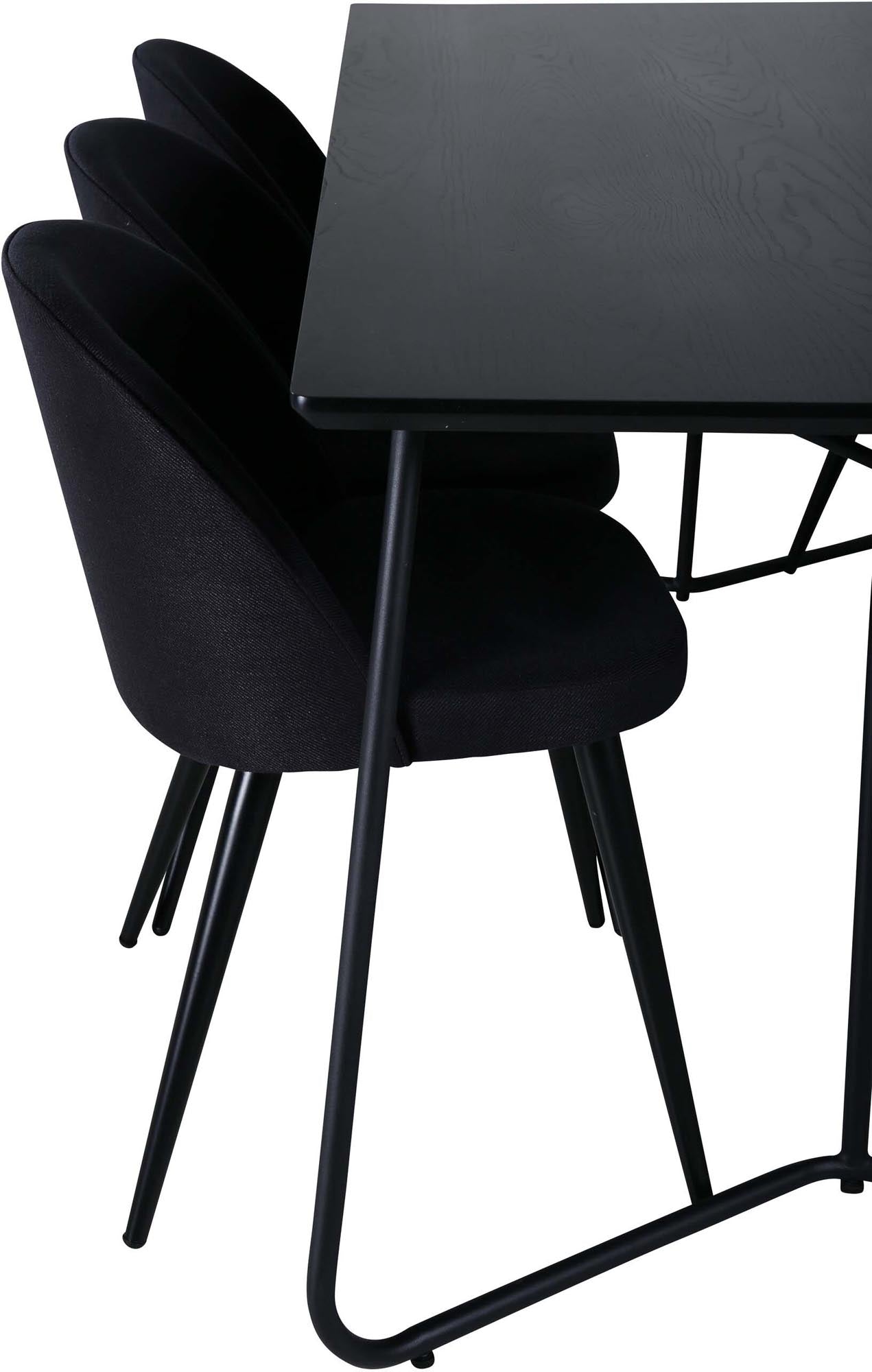 Petra Esszimmerset + Velvet 190cm/6St. in Schwarz präsentiert im Onlineshop von KAQTU Design AG. Esszimmerset ist von Venture Home