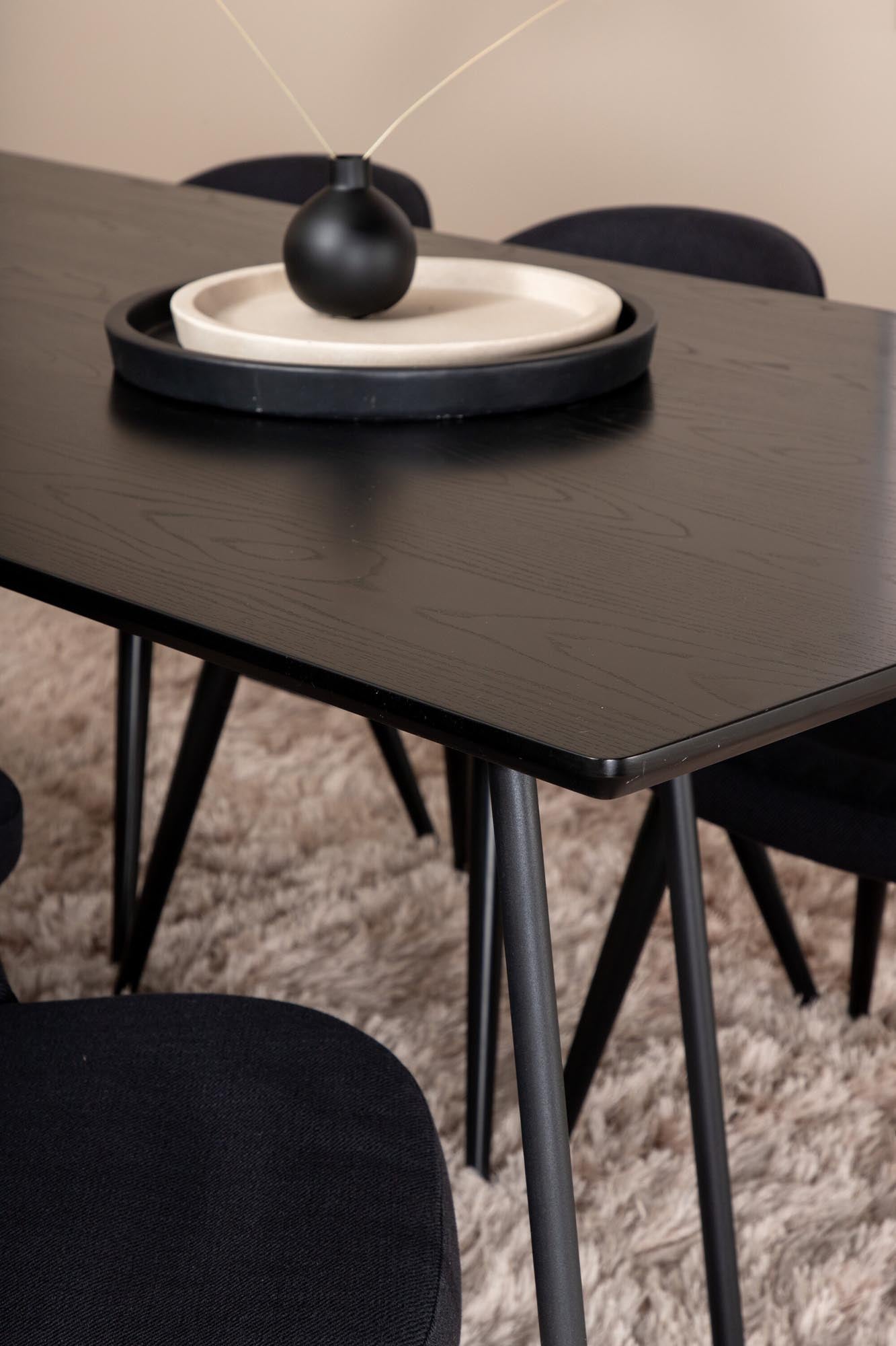 Petra Esszimmerset + Velvet 190cm/6St. in Schwarz präsentiert im Onlineshop von KAQTU Design AG. Esszimmerset ist von Venture Home