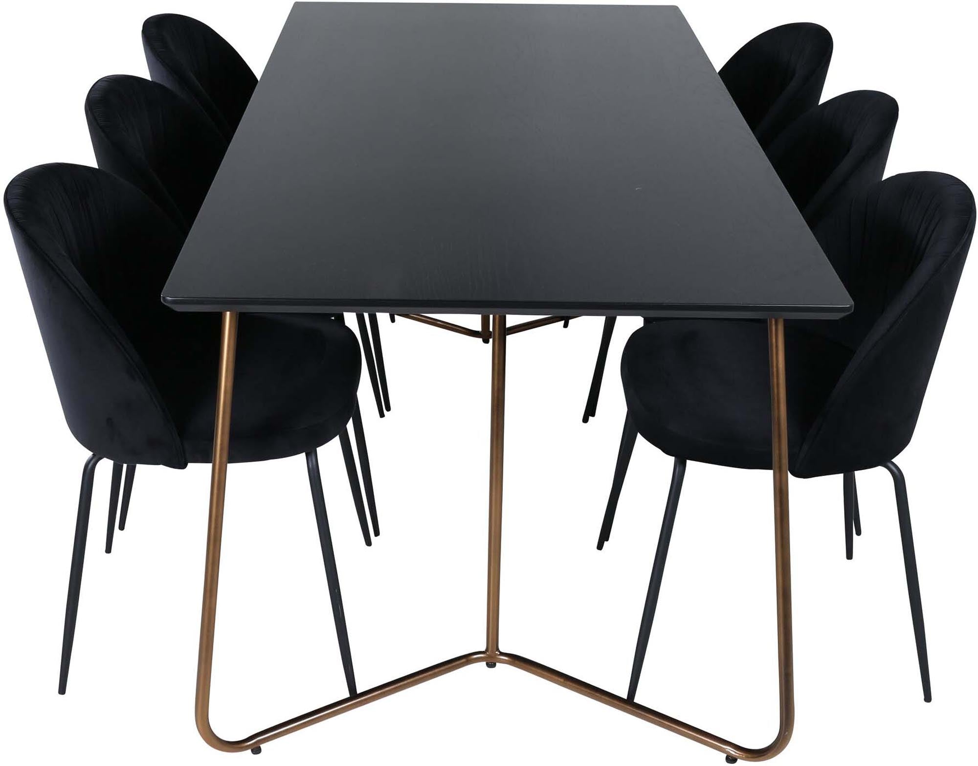 Petra Esszimmerset + Wrinkles 190cm/6St. in Schwarz präsentiert im Onlineshop von KAQTU Design AG. Esszimmerset ist von Venture Home