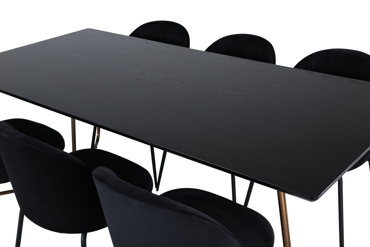 Petra Esszimmerset + Wrinkles 190cm/6St. in Schwarz präsentiert im Onlineshop von KAQTU Design AG. Esszimmerset ist von Venture Home