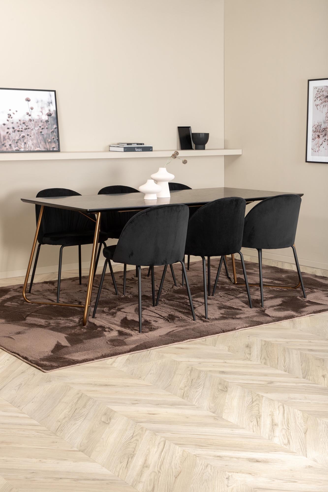 Petra Esszimmerset + Wrinkles 190cm/6St. in Schwarz präsentiert im Onlineshop von KAQTU Design AG. Esszimmerset ist von Venture Home