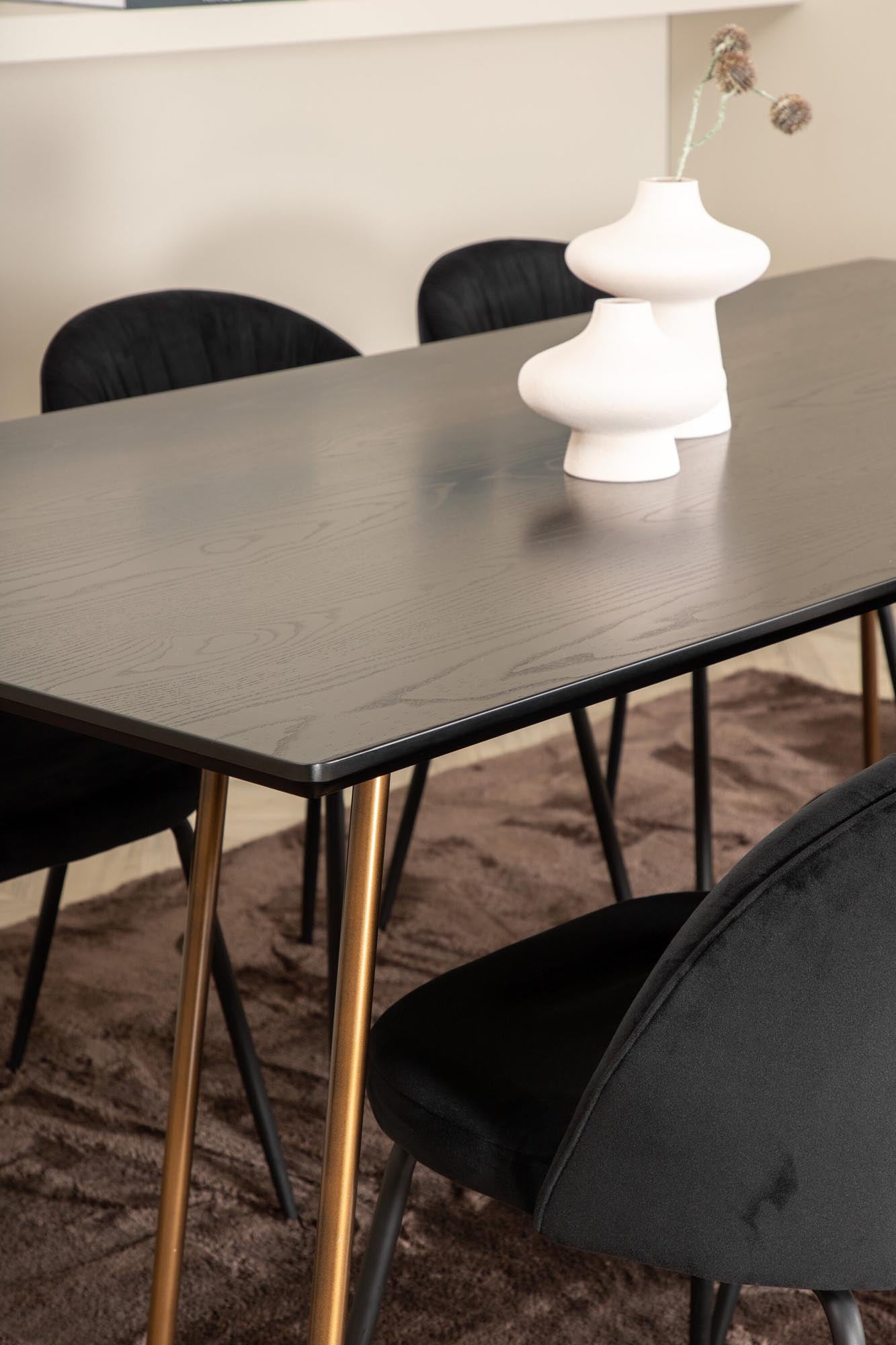 Petra Esszimmerset + Wrinkles 190cm/6St. in Schwarz präsentiert im Onlineshop von KAQTU Design AG. Esszimmerset ist von Venture Home