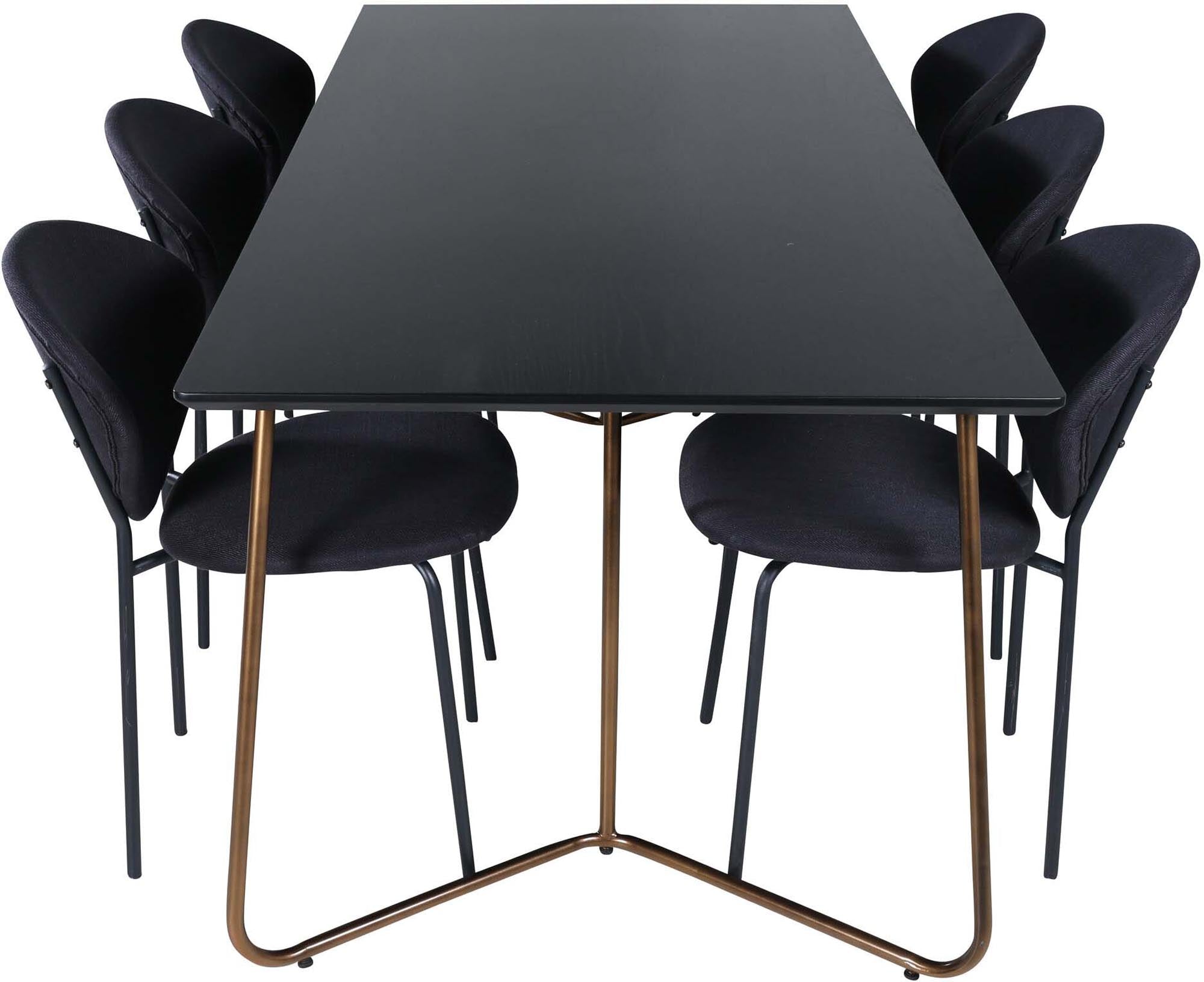 Petra Esszimmerset + Vault 190cm/6St. in Schwarz / Kupfer präsentiert im Onlineshop von KAQTU Design AG. Esszimmerset ist von Venture Home