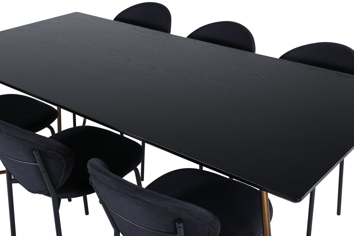 Petra Esszimmerset + Vault 190cm/6St. in Schwarz / Kupfer präsentiert im Onlineshop von KAQTU Design AG. Esszimmerset ist von Venture Home