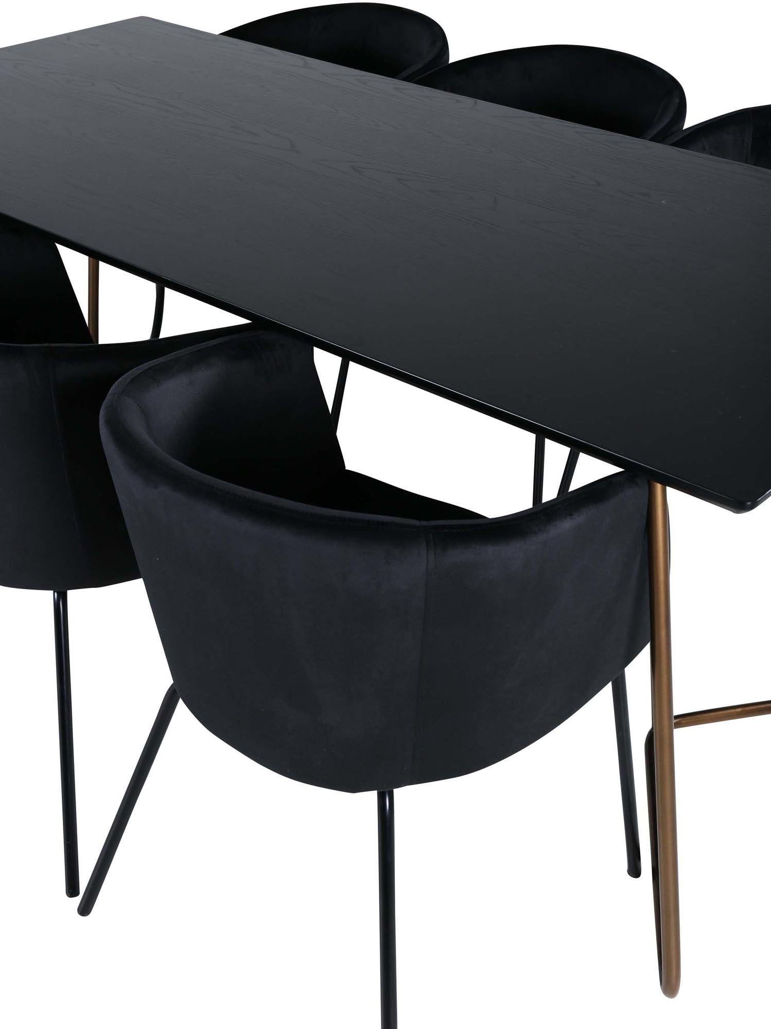 Petra Esszimmerset + Berit 190cm/6St. in Schwarz / Kupfer präsentiert im Onlineshop von KAQTU Design AG. Esszimmerset ist von Venture Home