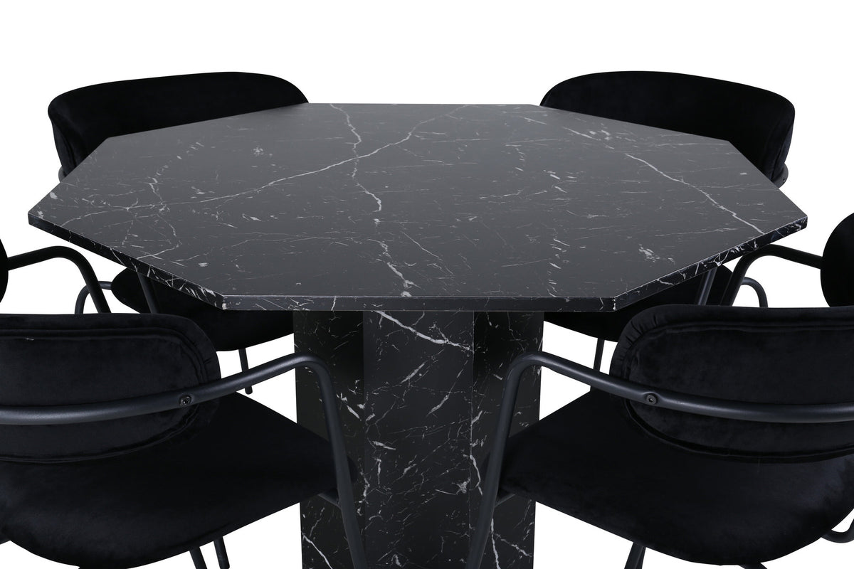 Marbs Esszimmerset + Arrow ⌀110cm/4St. in Schwarz präsentiert im Onlineshop von KAQTU Design AG. Esszimmerset ist von Venture Home