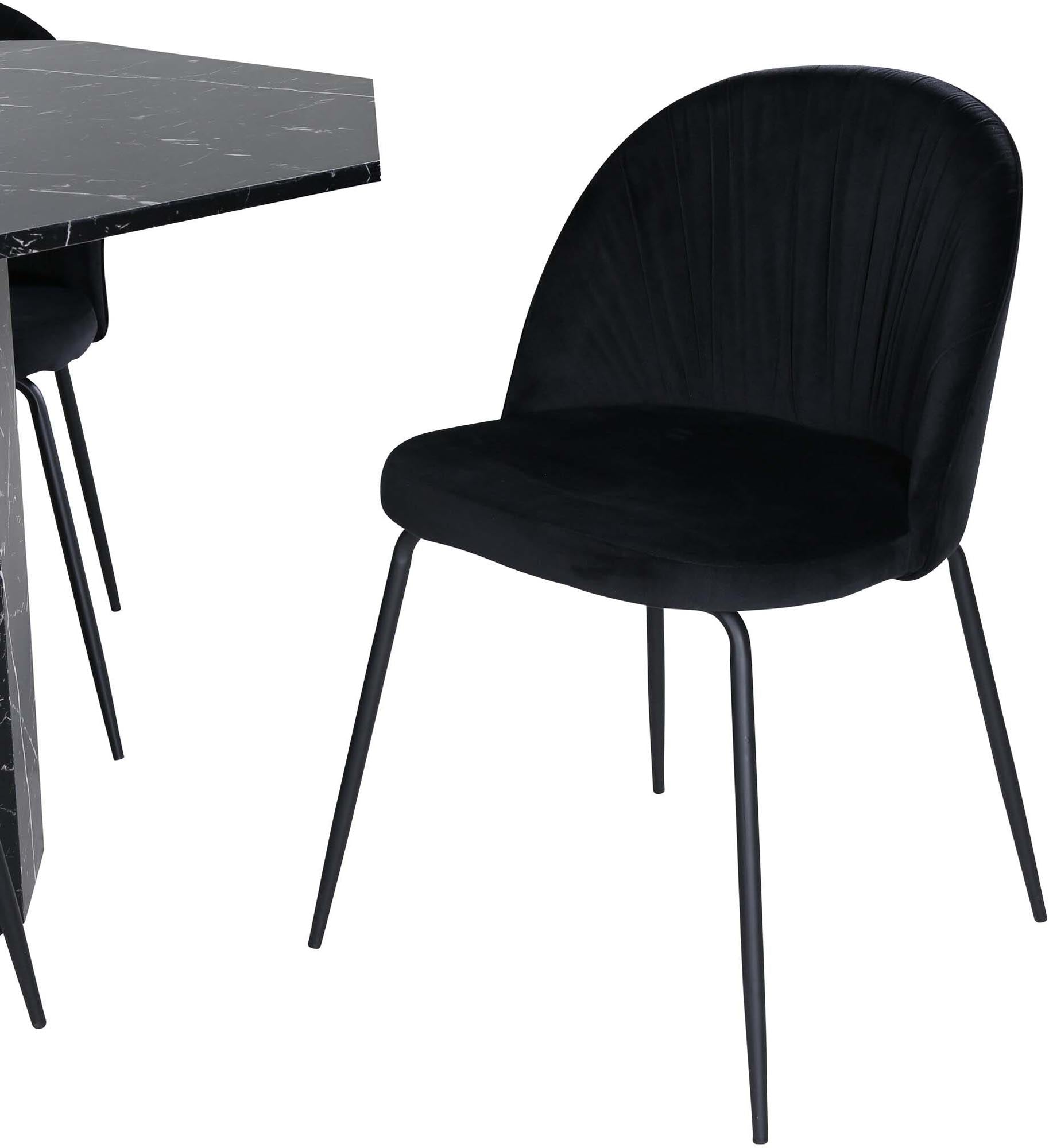 Marbs Esszimmerset + Wrinkles ⌀110cm/4St. in Schwarz präsentiert im Onlineshop von KAQTU Design AG. Esszimmerset ist von Venture Home