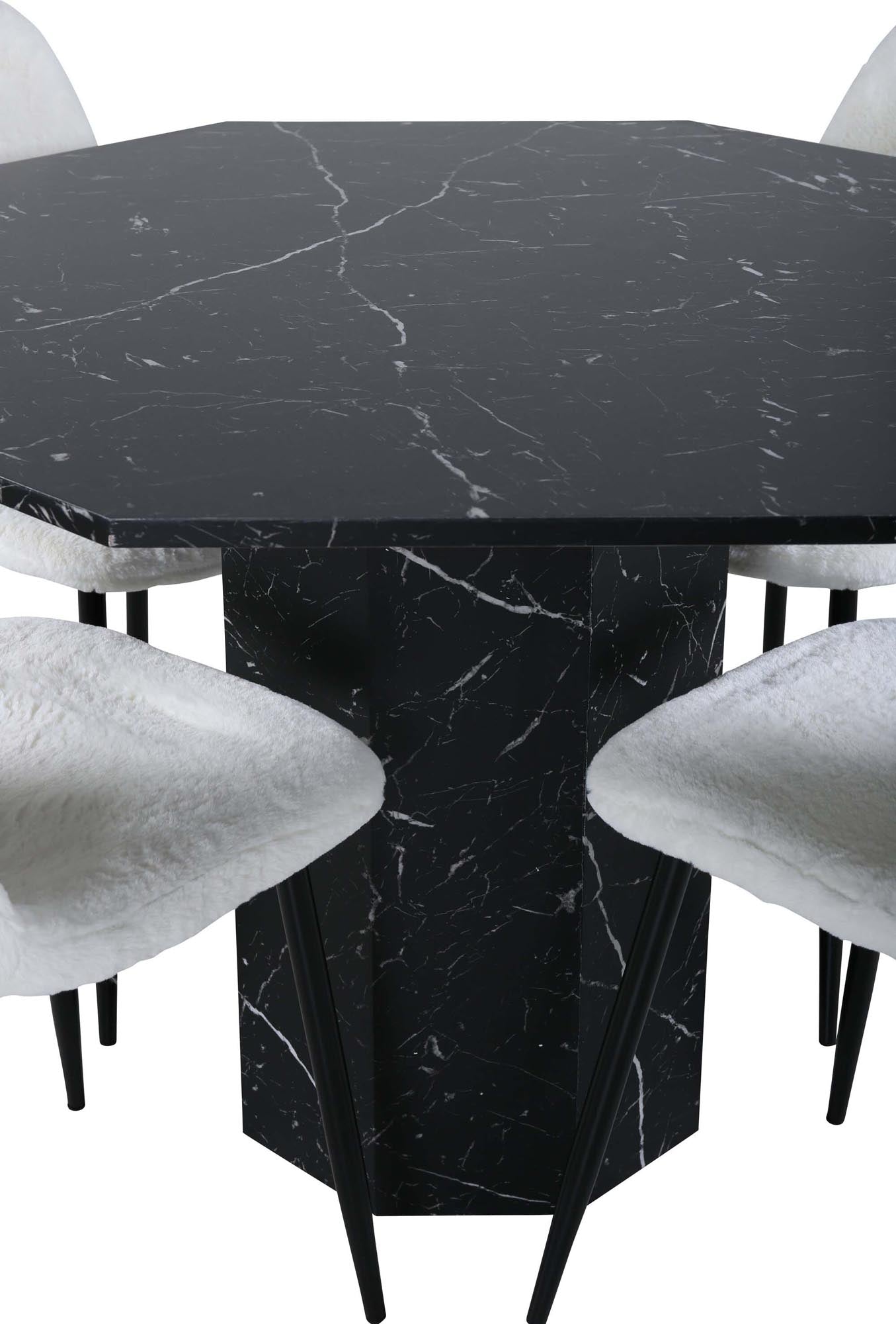 Marbs Esszimmerset + Polar ⌀110cm/4St. in Schwarz präsentiert im Onlineshop von KAQTU Design AG. Esszimmerset ist von Venture Home