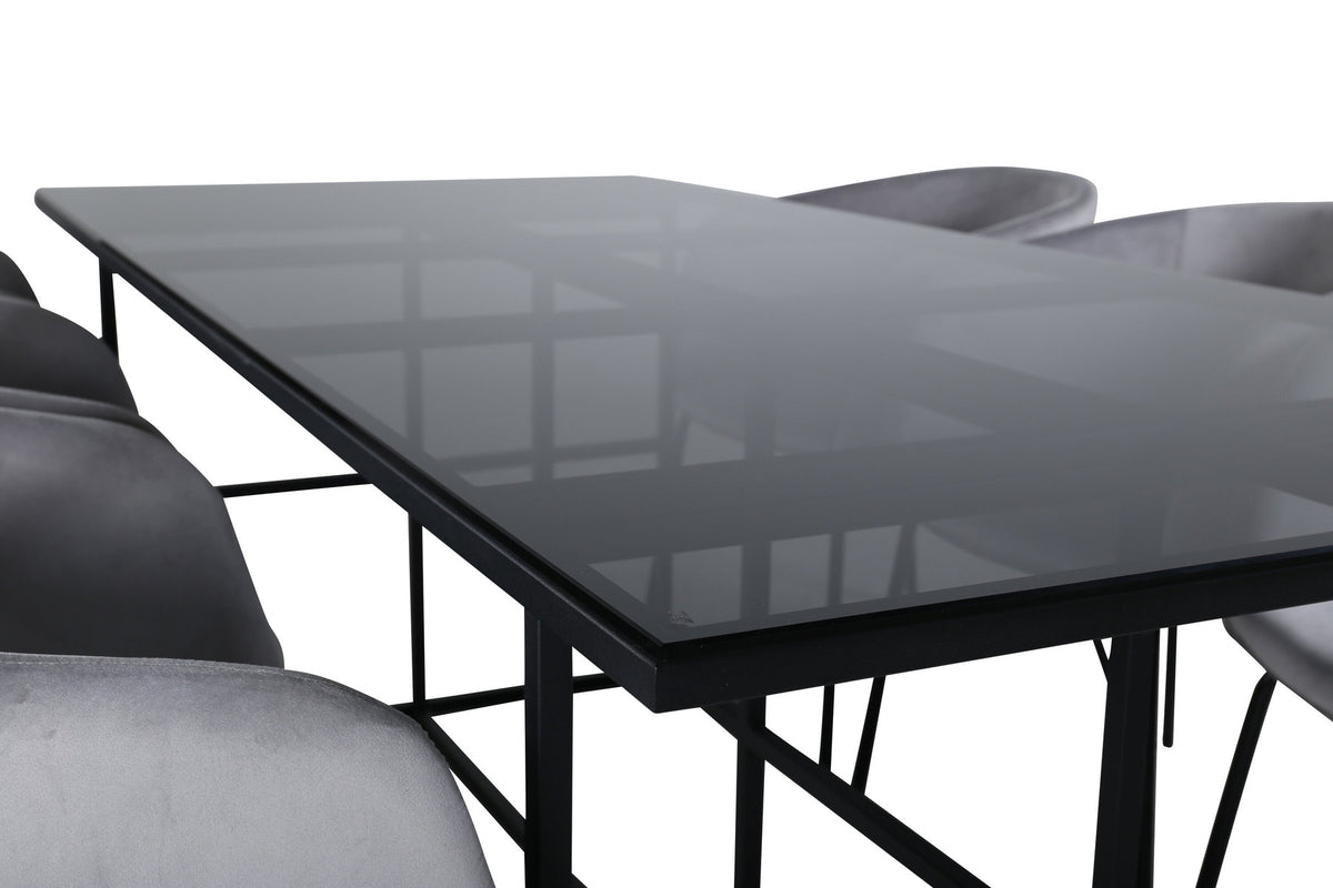 Leif Esszimmerset + Berit 200cm/6St. in Schwarz / Hellgrau präsentiert im Onlineshop von KAQTU Design AG. Esszimmerset ist von Venture Home