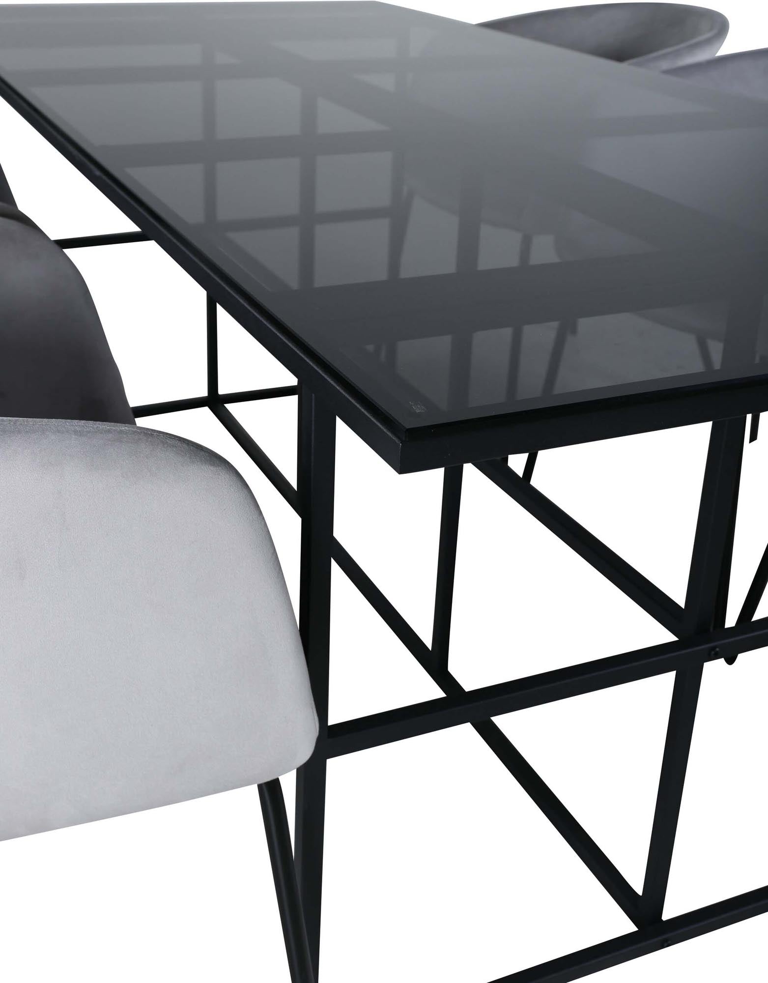 Leif Esszimmerset + Berit 200cm/6St. in Schwarz / Hellgrau präsentiert im Onlineshop von KAQTU Design AG. Esszimmerset ist von Venture Home