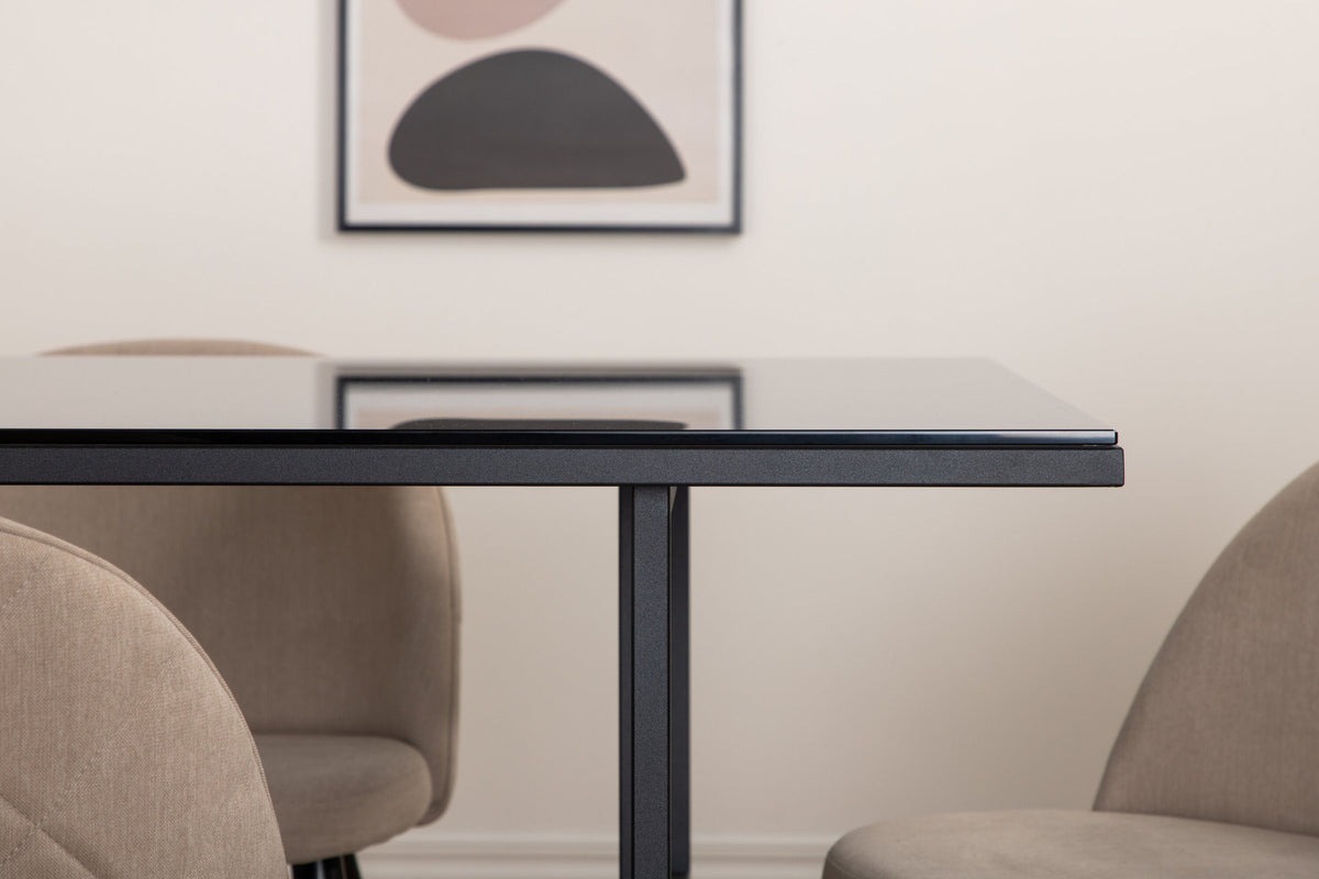 Leif Esszimmerset + Velvet 200cm/6St. in Schwarz / Beige präsentiert im Onlineshop von KAQTU Design AG. Esszimmerset ist von Venture Home