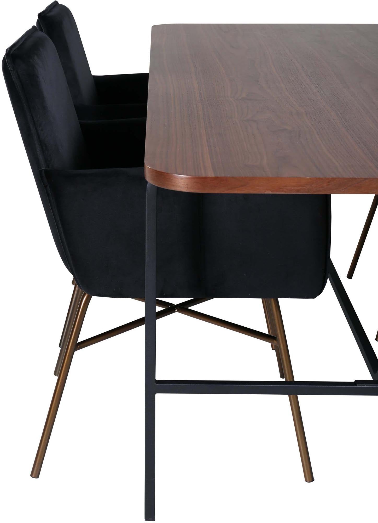 Uno Esszimmerset + Petra 200cm/4St. in Braun / Schwarz präsentiert im Onlineshop von KAQTU Design AG. Esszimmerset ist von Venture Home