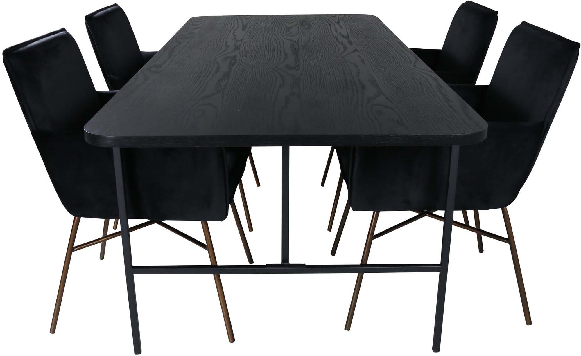 Uno Esszimmerset + Petra 200cm/4St. in Schwarz präsentiert im Onlineshop von KAQTU Design AG. Esszimmerset ist von Venture Home