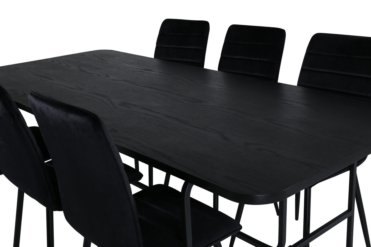 Uno Esszimmerset + Windu 200cm/6St. in Schwarz präsentiert im Onlineshop von KAQTU Design AG. Esszimmerset ist von Venture Home