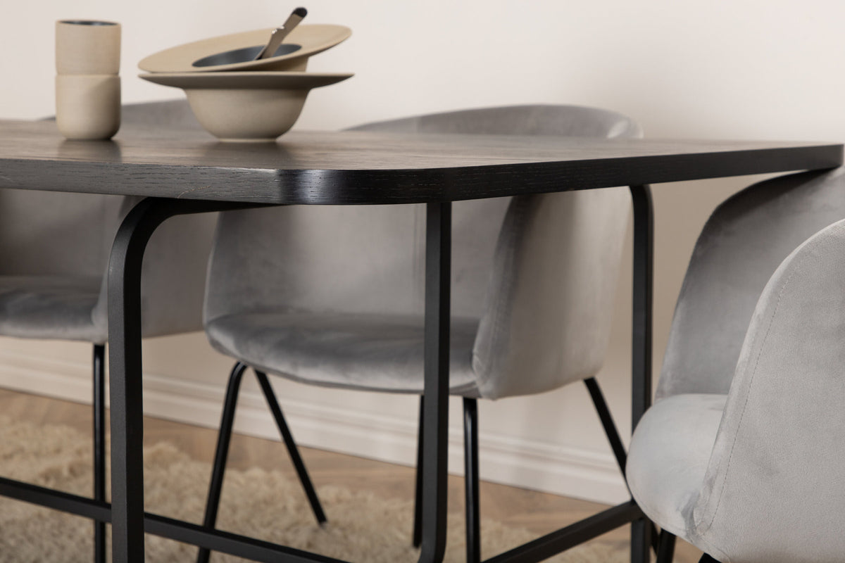 Uno Esszimmerset + Berit 200cm/6St. in Grau / Beige / Schwarz präsentiert im Onlineshop von KAQTU Design AG. Esszimmerset ist von Venture Home