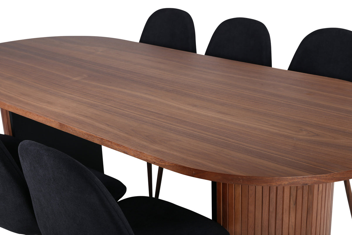 Bianca Esszimmerset + Polar 200cm/6St. in Nussbaum präsentiert im Onlineshop von KAQTU Design AG. Esszimmerset ist von Venture Home
