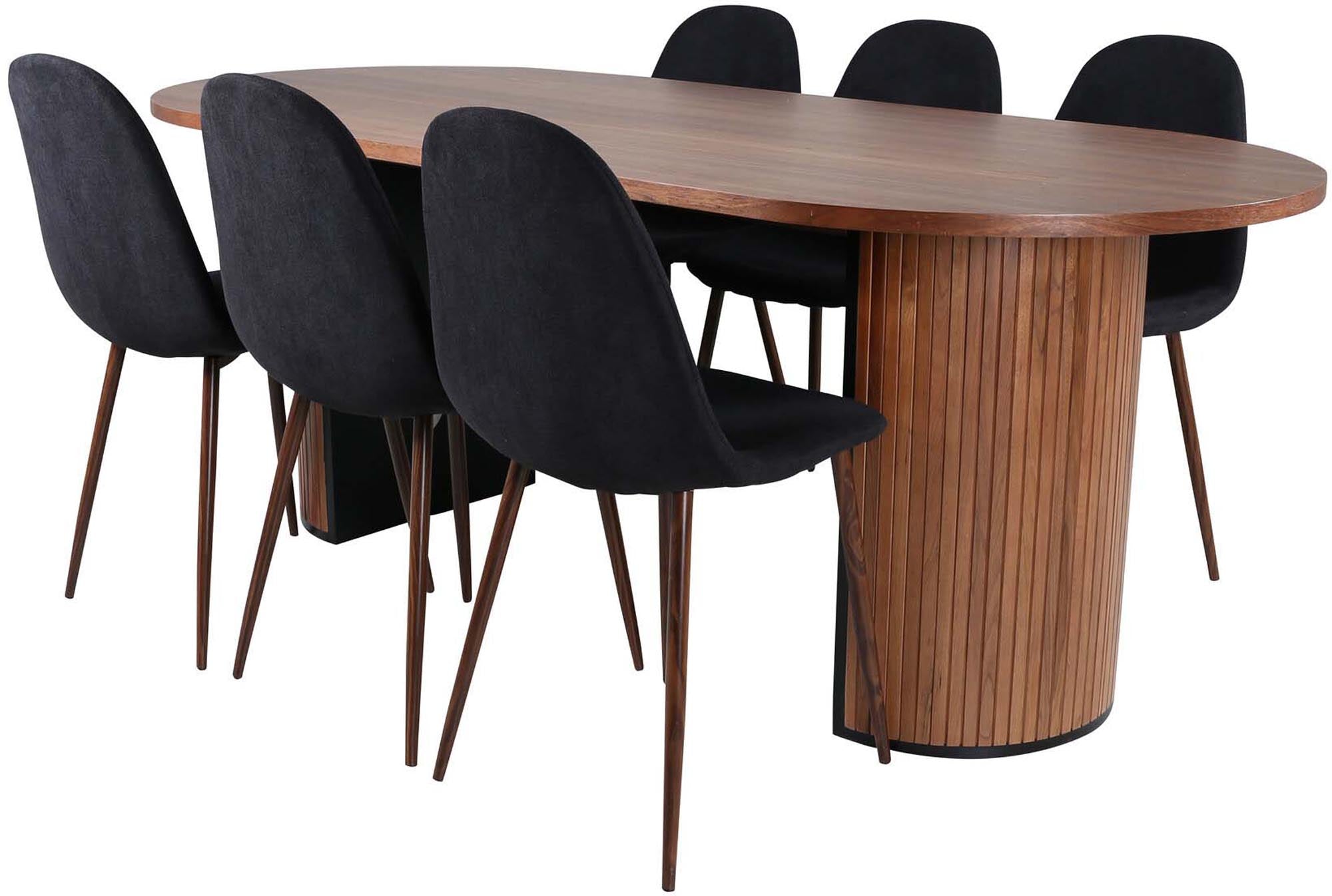 Bianca Esszimmerset + Polar 200cm/6St. in Nussbaum präsentiert im Onlineshop von KAQTU Design AG. Esszimmerset ist von Venture Home