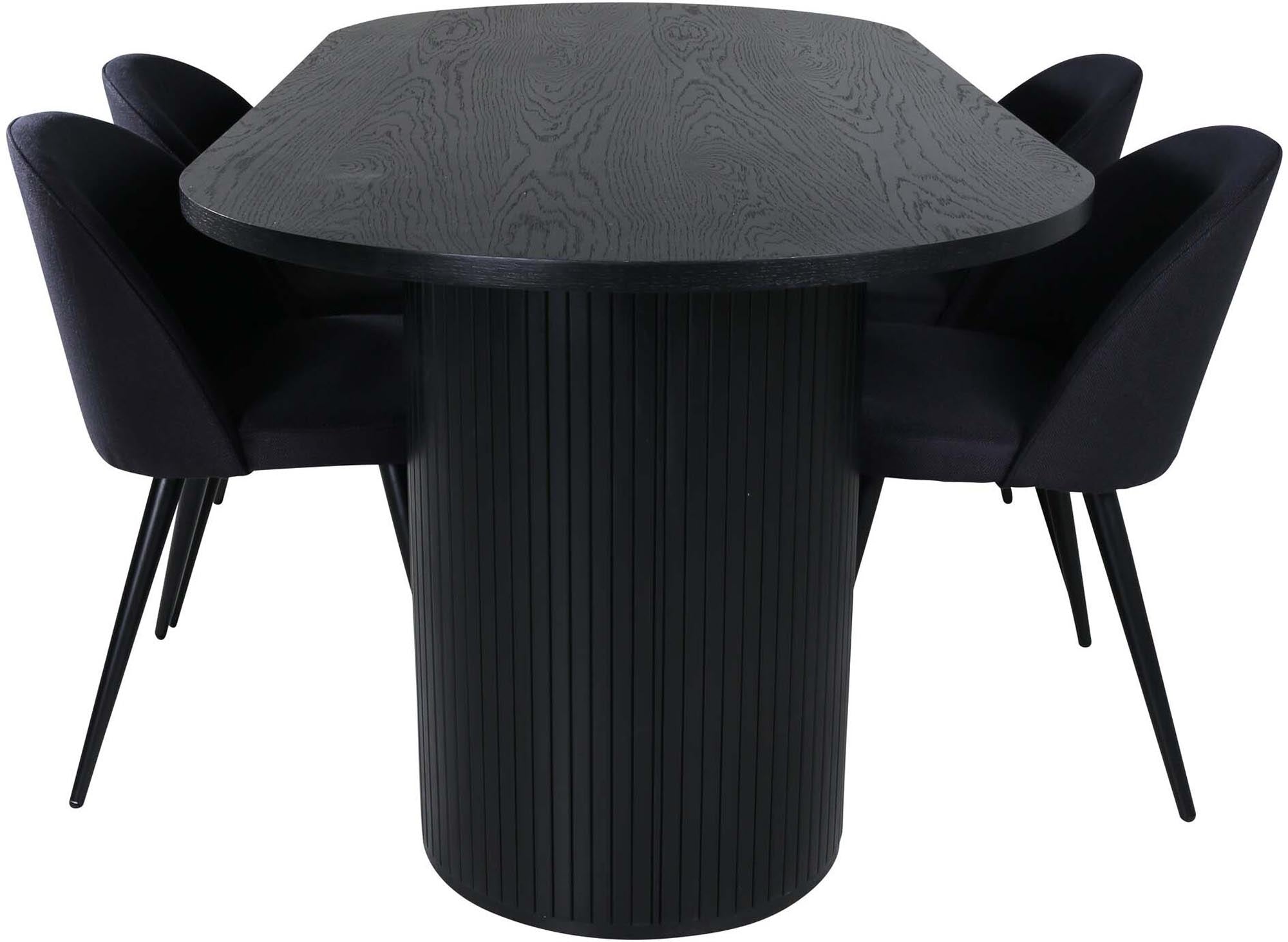 Bianca Esszimmerset + Velvet 200cm/4St. in Schwarz präsentiert im Onlineshop von KAQTU Design AG. Esszimmerset ist von Venture Home