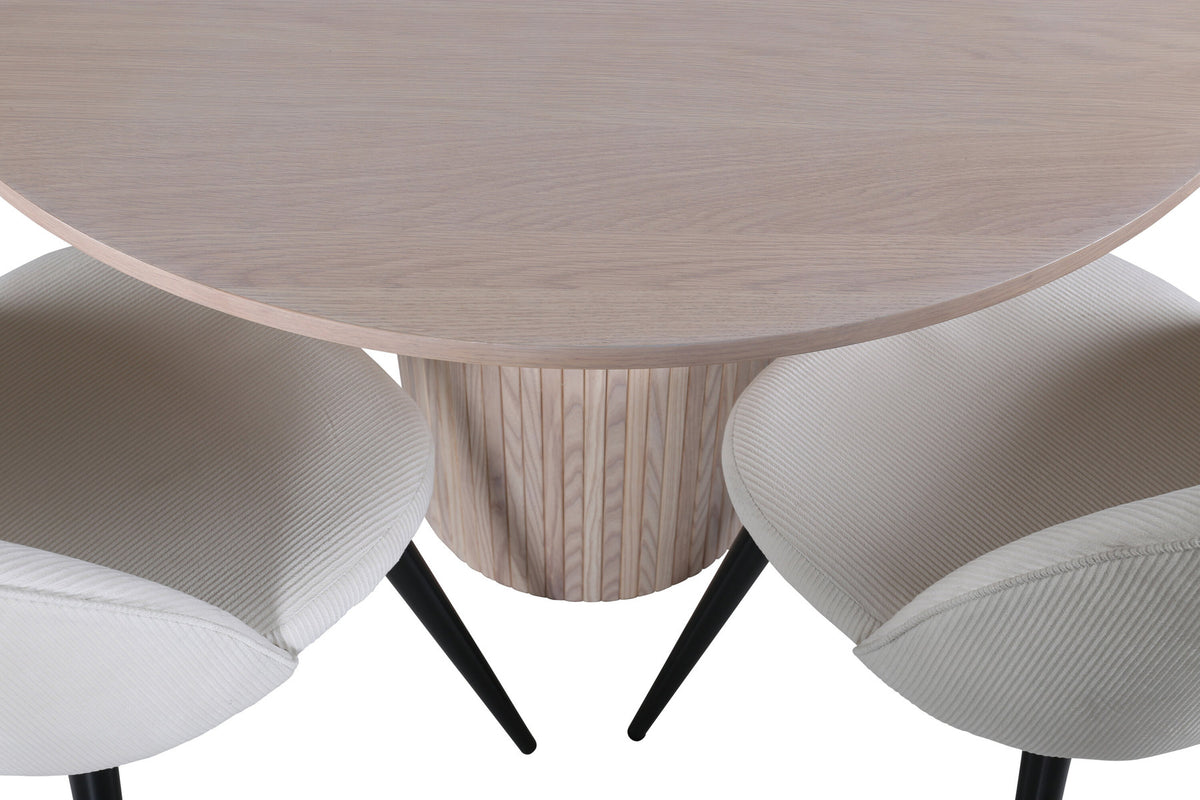 Bianca Esszimmerset + Velvet ⌀110cm/4St. in Weiss / Beige Velvet präsentiert im Onlineshop von KAQTU Design AG. Esszimmerset ist von Venture Home