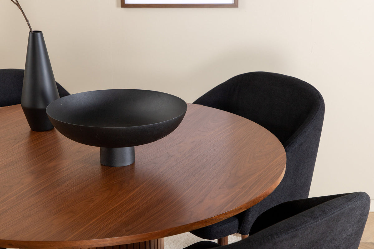 Bianca Esszimmerset + Arch ⌀110cm/4St. in Schwarze Walnuss präsentiert im Onlineshop von KAQTU Design AG. Esszimmerset ist von Venture Home