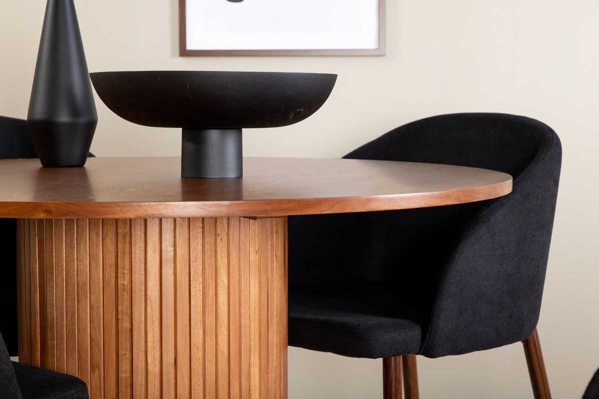 Bianca Esszimmerset + Arch ⌀110cm/4St. in Schwarze Walnuss präsentiert im Onlineshop von KAQTU Design AG. Esszimmerset ist von Venture Home