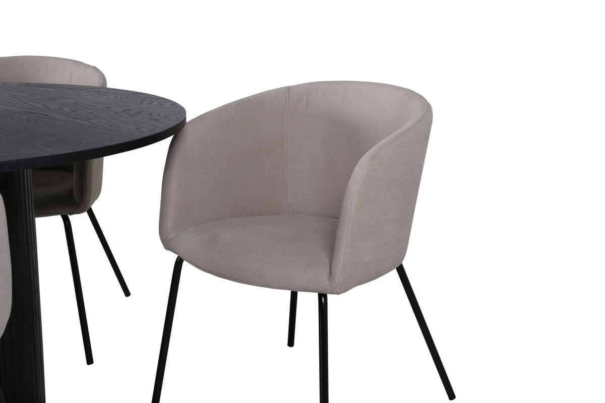 Bianca Esszimmerset + Berit ⌀110cm/4St. in Schwarz / Schwarz präsentiert im Onlineshop von KAQTU Design AG. Esszimmerset ist von Venture Home