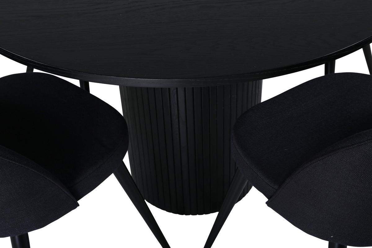 Bianca Esszimmerset + Velvet ⌀110cm/4St. in Schwarz präsentiert im Onlineshop von KAQTU Design AG. Esszimmerset ist von Venture Home