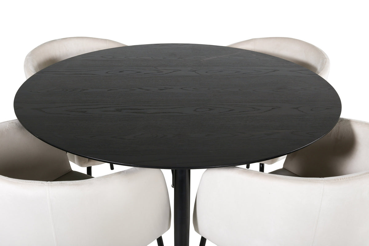 Dipp Esszimmerset + Berit ⌀115cm/4St. in Beige, Schwarz präsentiert im Onlineshop von KAQTU Design AG. Esszimmerset ist von Venture Home