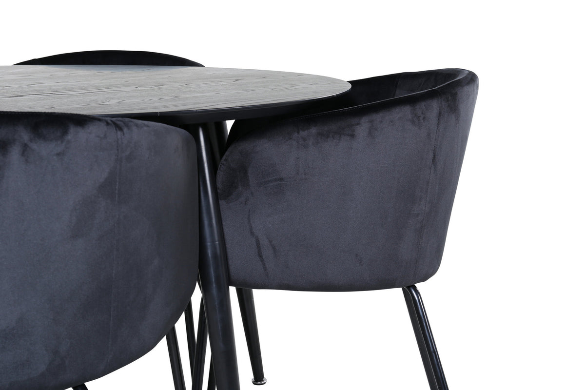 Dipp Esszimmerset + Berit ⌀115cm/4St. in Schwarz präsentiert im Onlineshop von KAQTU Design AG. Esszimmerset ist von Venture Home