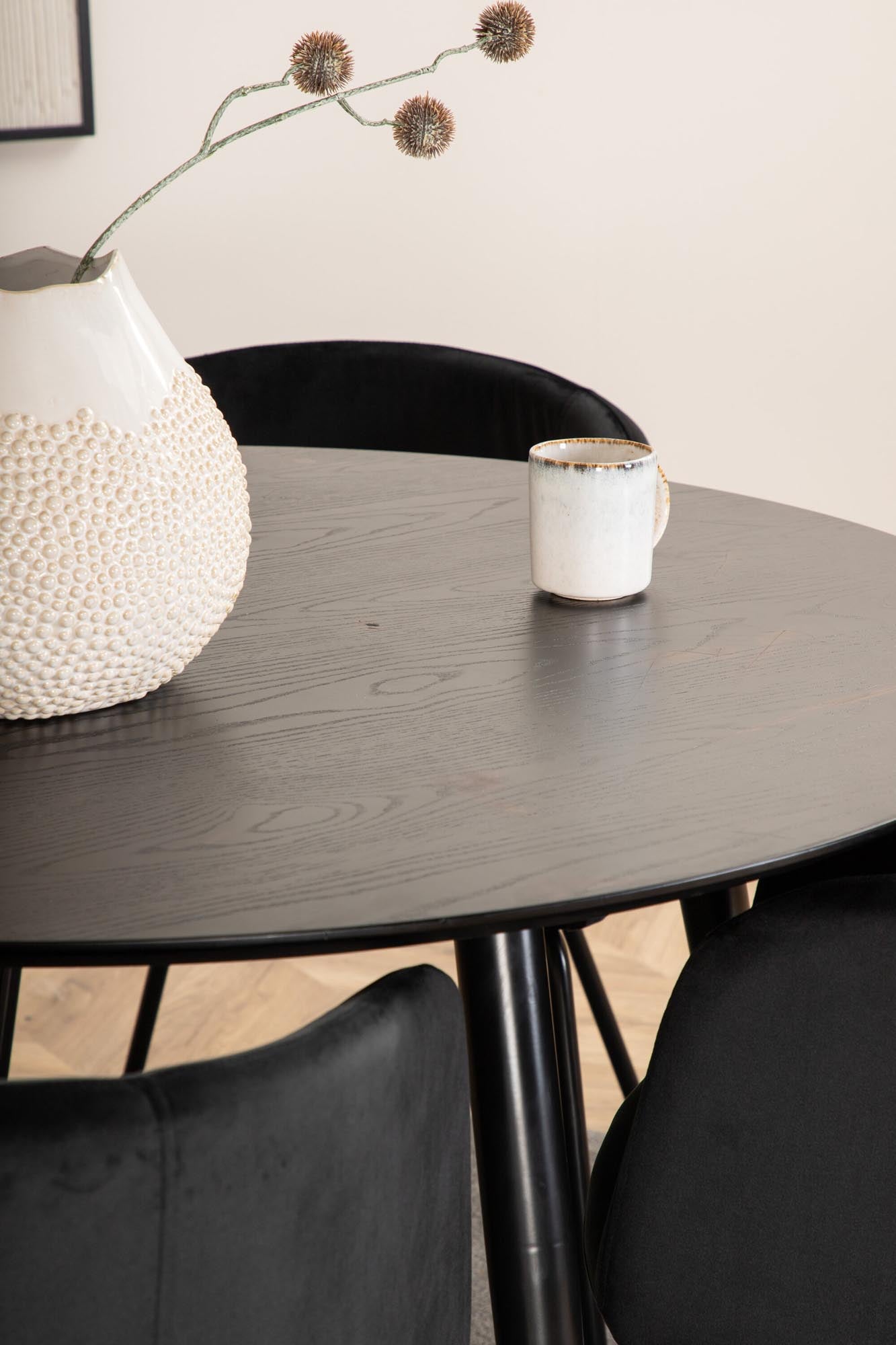Dipp Esszimmerset + Berit ⌀115cm/4St. in Schwarz präsentiert im Onlineshop von KAQTU Design AG. Esszimmerset ist von Venture Home