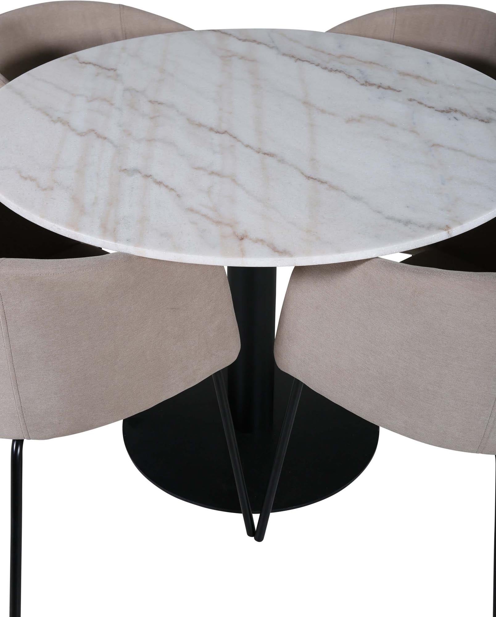 Estelle Esszimmerset + Berit ⌀106cm/4St. in Beige, Schwarz präsentiert im Onlineshop von KAQTU Design AG. Esszimmerset ist von Venture Home