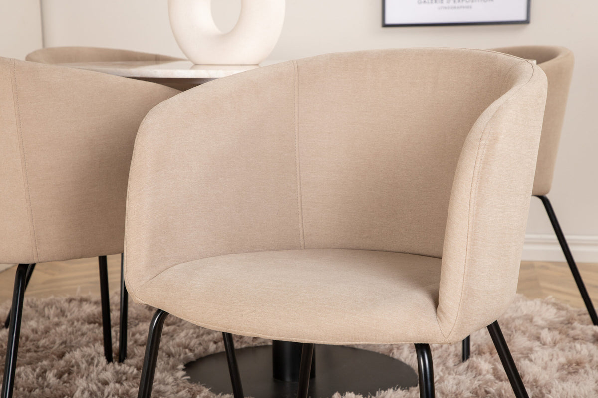 Estelle Esszimmerset + Berit ⌀106cm/4St. in Beige, Schwarz präsentiert im Onlineshop von KAQTU Design AG. Esszimmerset ist von Venture Home