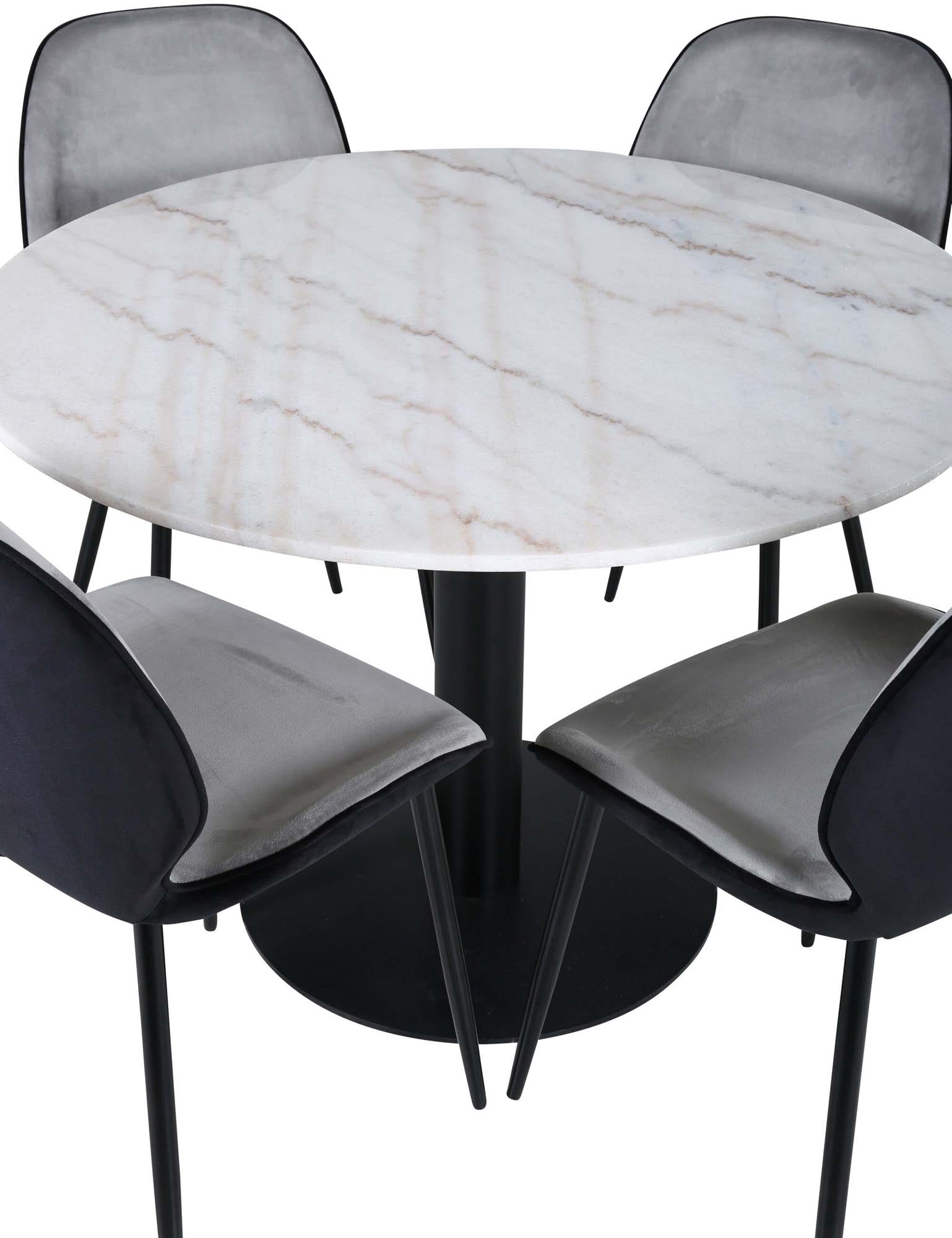 Estelle Esszimmerset + Emma ⌀106cm/4St. in Schwarz, Hellgrau präsentiert im Onlineshop von KAQTU Design AG. Esszimmerset ist von Venture Home
