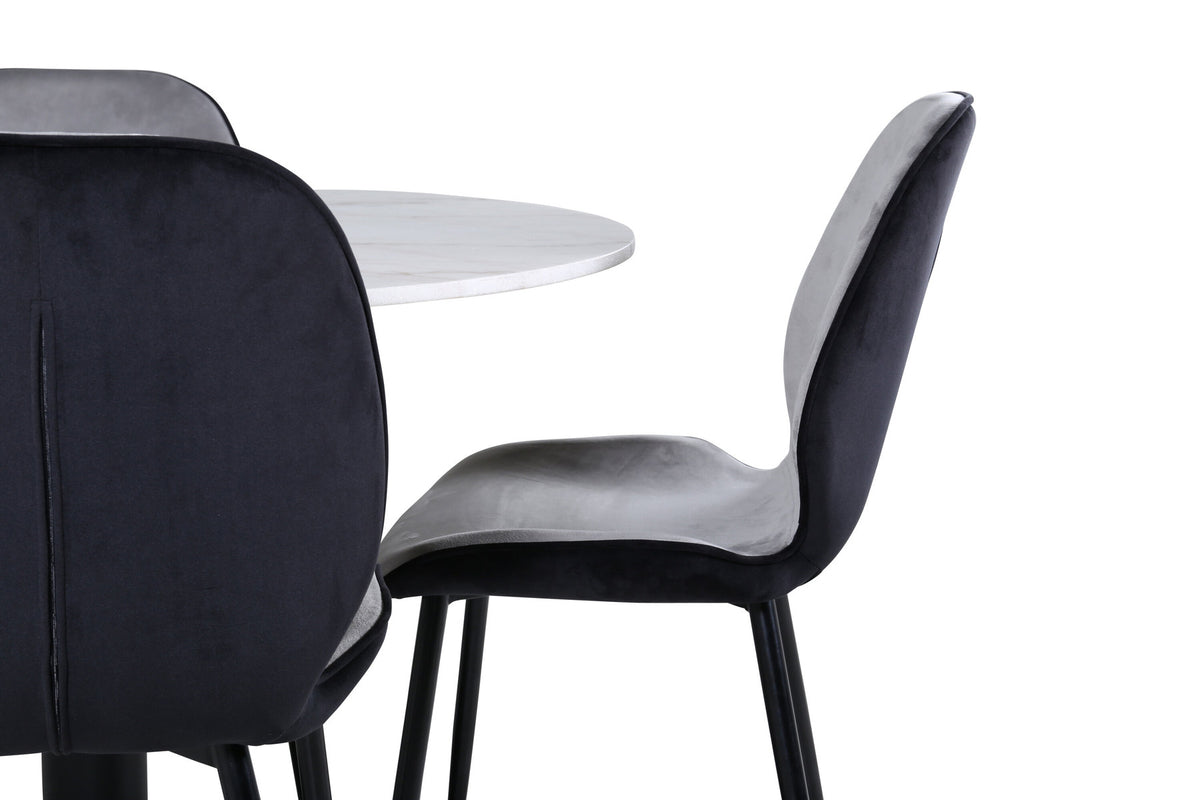 Estelle Esszimmerset + Emma ⌀106cm/4St. in Schwarz, Hellgrau präsentiert im Onlineshop von KAQTU Design AG. Esszimmerset ist von Venture Home