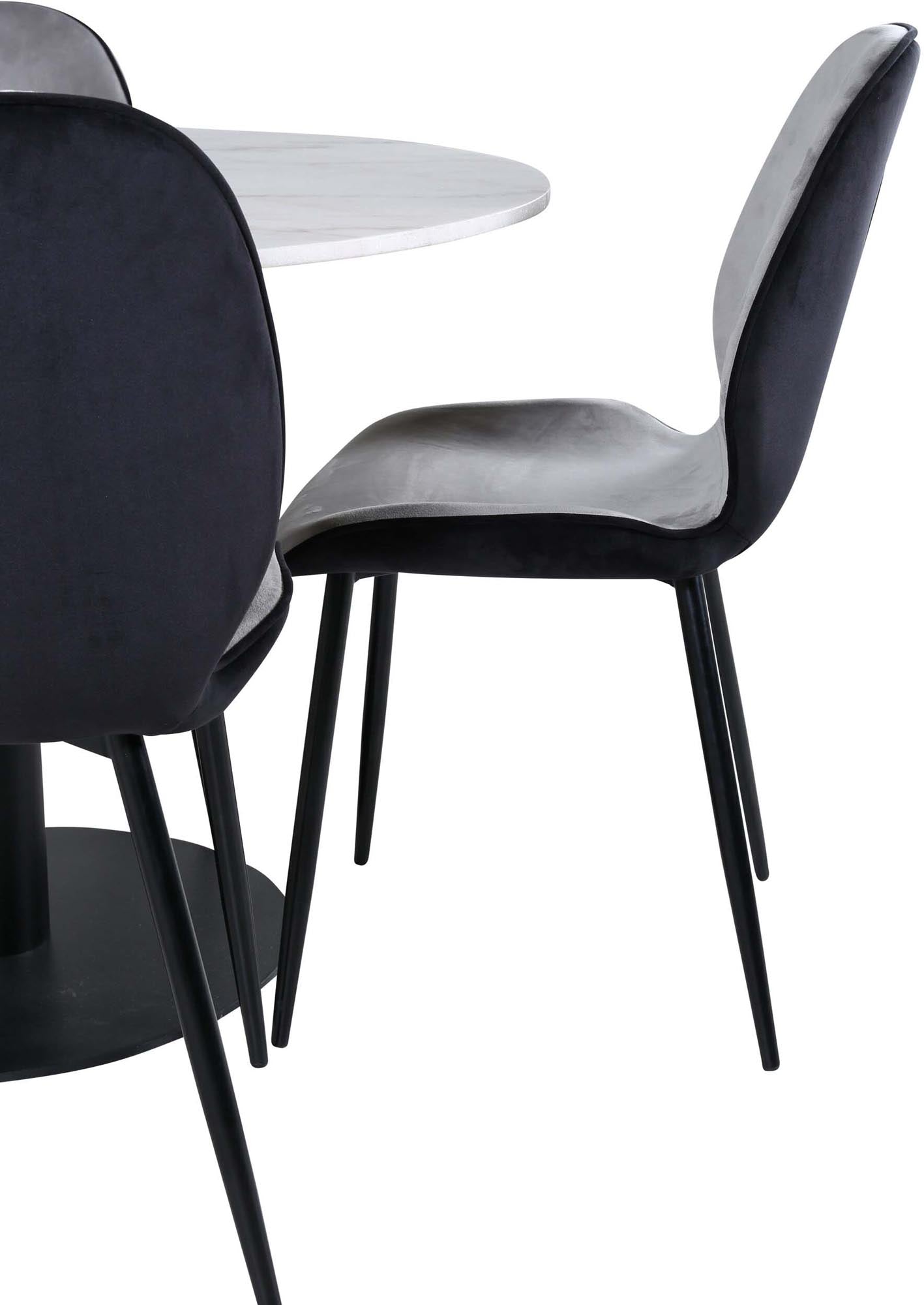 Estelle Esszimmerset + Emma ⌀106cm/4St. in Schwarz, Hellgrau präsentiert im Onlineshop von KAQTU Design AG. Esszimmerset ist von Venture Home