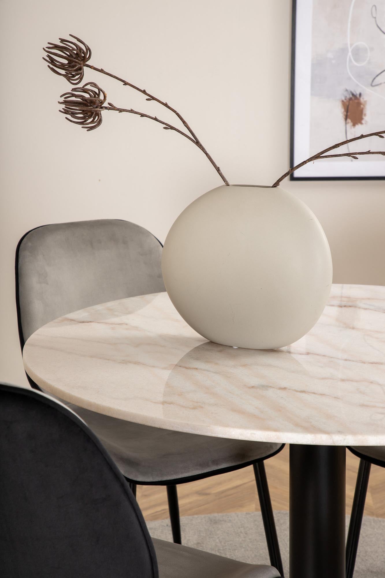 Estelle Esszimmerset + Emma ⌀106cm/4St. in Schwarz, Hellgrau präsentiert im Onlineshop von KAQTU Design AG. Esszimmerset ist von Venture Home