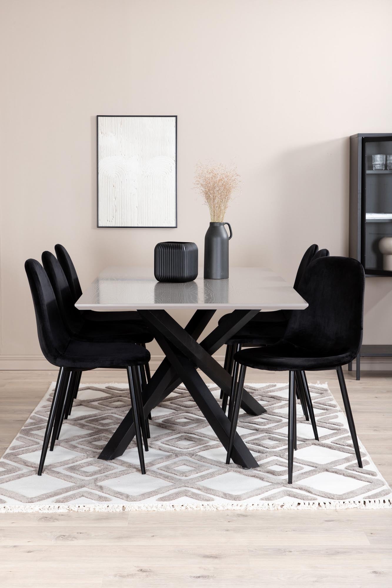 Piazza Esszimmerset + Polar 180cm/6St. in Weiss / Schwarz präsentiert im Onlineshop von KAQTU Design AG. Esszimmerset ist von Venture Home