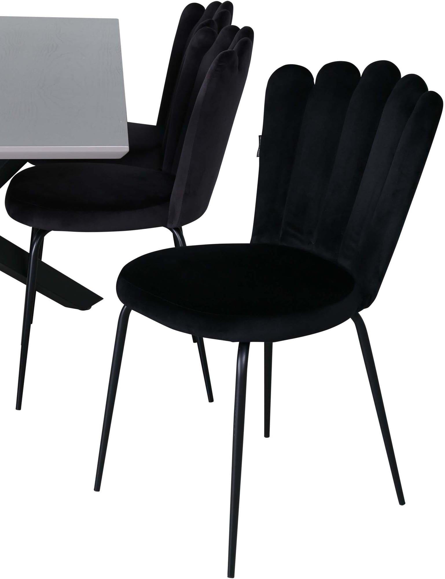 Elegantes Piazza Esszimmerset von Venture Home: 180cm Tisch, 6 Samtstühle, stilvoll und komfortabel für gesellige Abende.