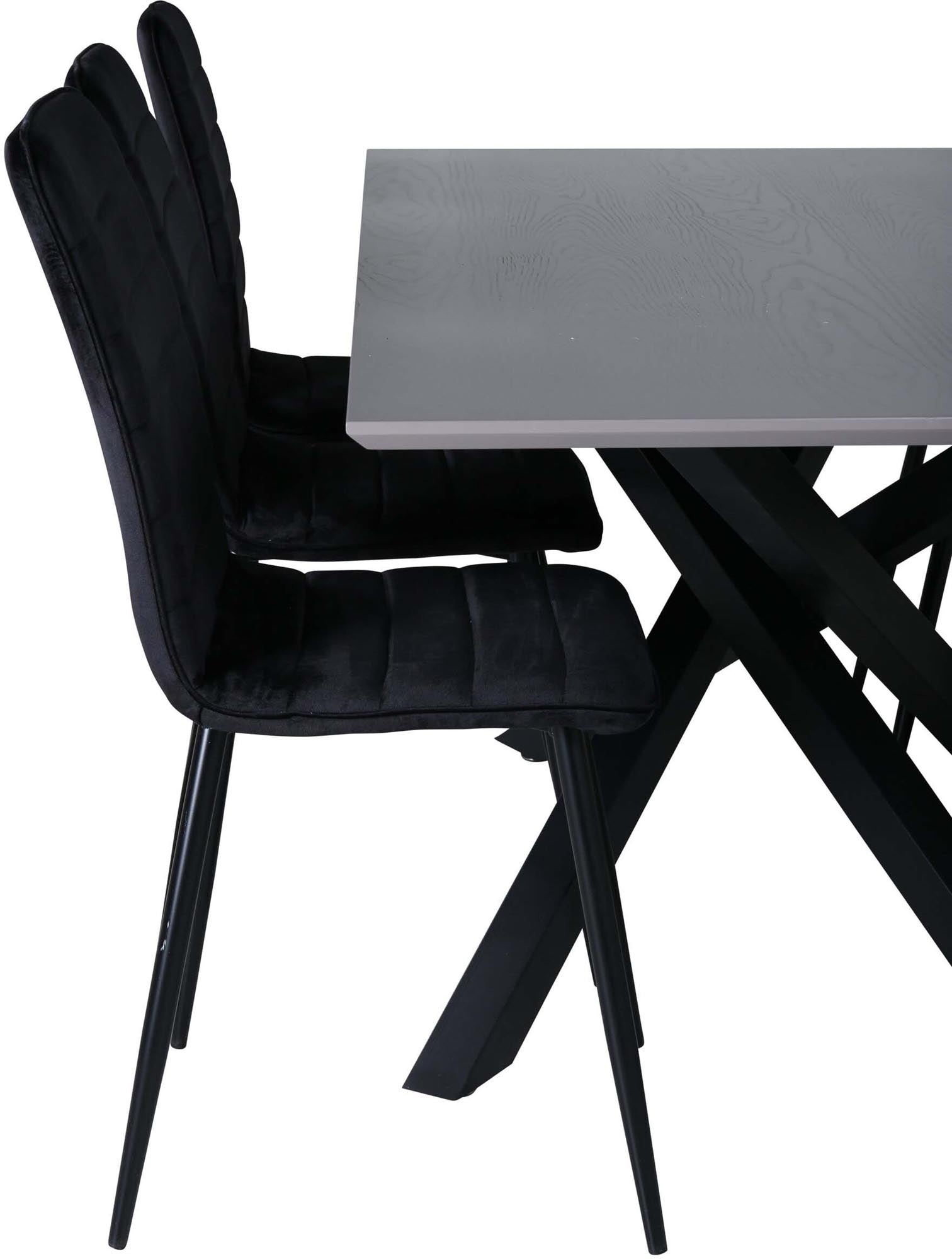 Piazza Esszimmerset + Windu 180cm/6St. in Grau / Schwarz präsentiert im Onlineshop von KAQTU Design AG. Esszimmerset ist von Venture Home