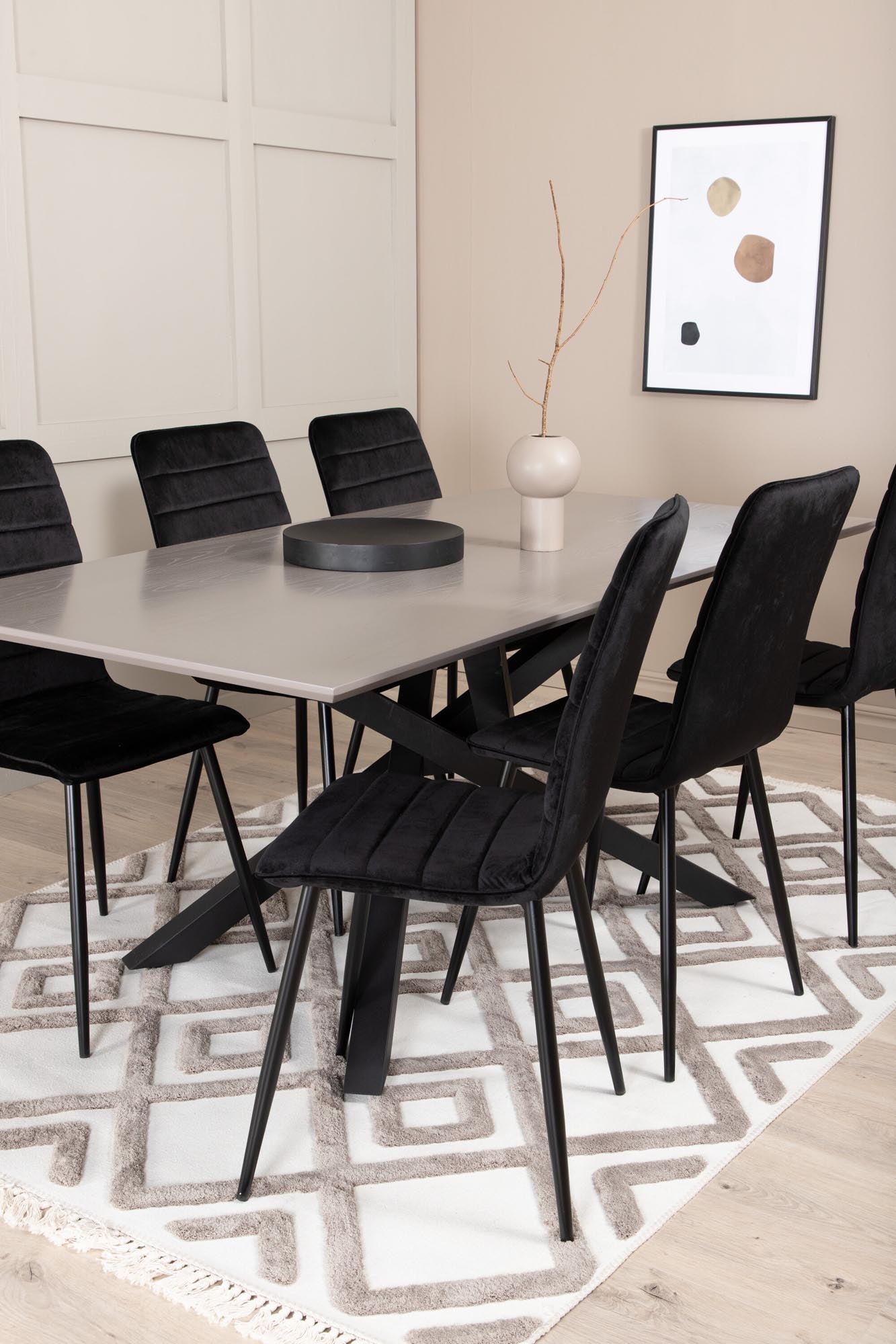 Piazza Esszimmerset + Windu 180cm/6St. in Grau / Schwarz präsentiert im Onlineshop von KAQTU Design AG. Esszimmerset ist von Venture Home